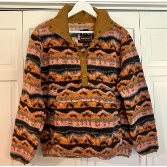 Billabong Switchback printed fleece Sherpa quarter snap pullover large - Picture 4 of 12